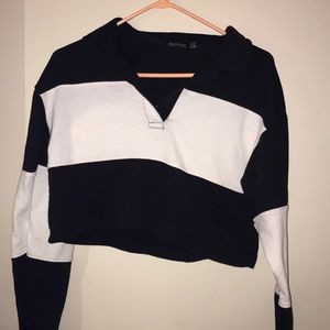Cropped striped polo